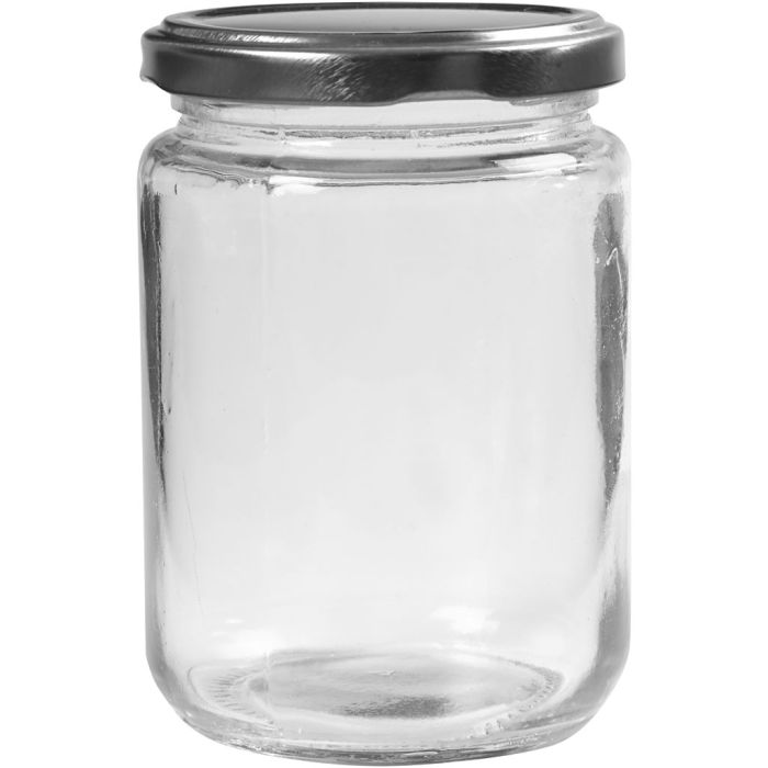 Storage Glass Jar, H: 11 cm, dia. 7,5 cm, 370 ml, transparent, 6 pc/ 1 pack