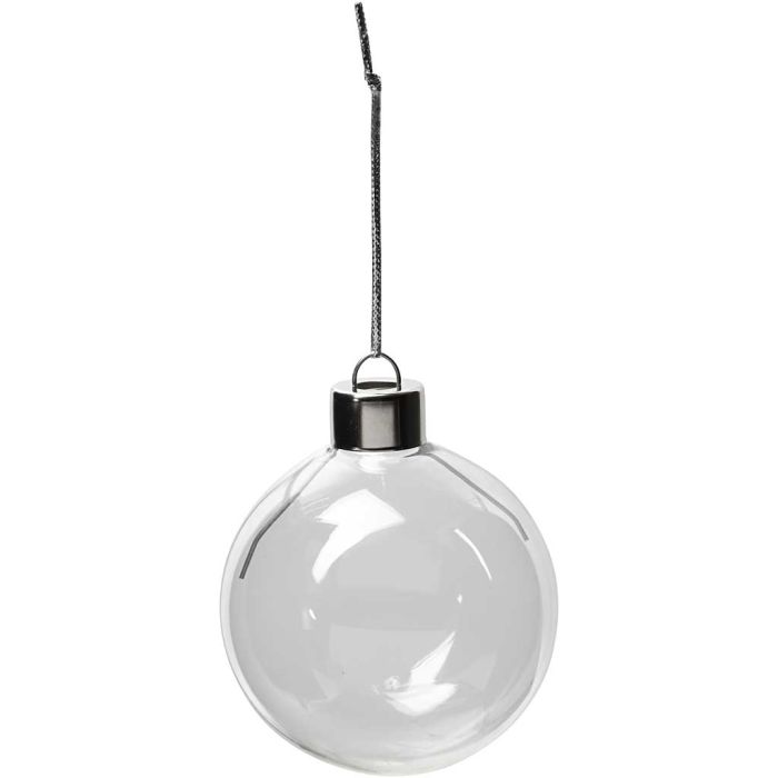 Glass Ornaments, H: 6,9 cm, dia. 5,9 cm, transparent, 8 pc/ 1 pack