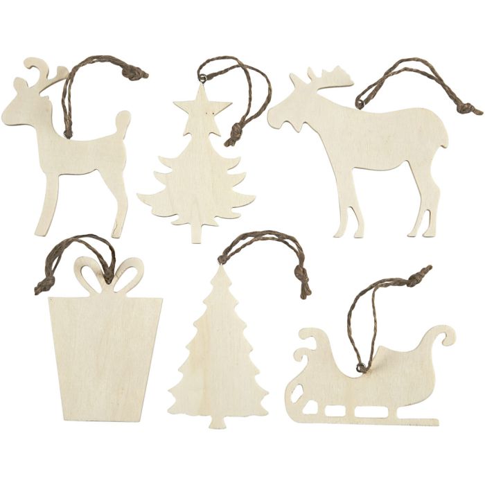 Christmas Ornaments, size 7-9 cm, thickness 4 mm, 6 pc/ 1 pack