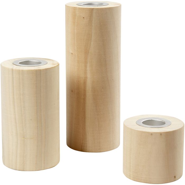 Candle Holders, H: 14,5+9+6,5 cm, hole size 2,3 cm, 3 pc/ 1 pack