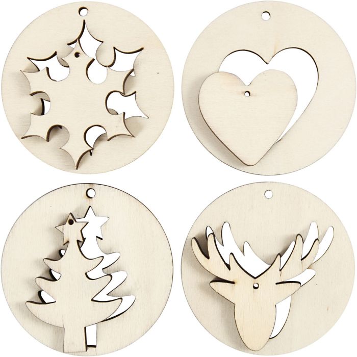 2-in-1 Hanging Decorations, dia. 7 cm, hole size 3 mm, thickness 4 mm, 8 pc/ 1 pack