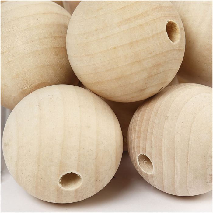 Wooden Bead, dia. 40 mm, hole size 7 mm, 30 pc/ 1 pack