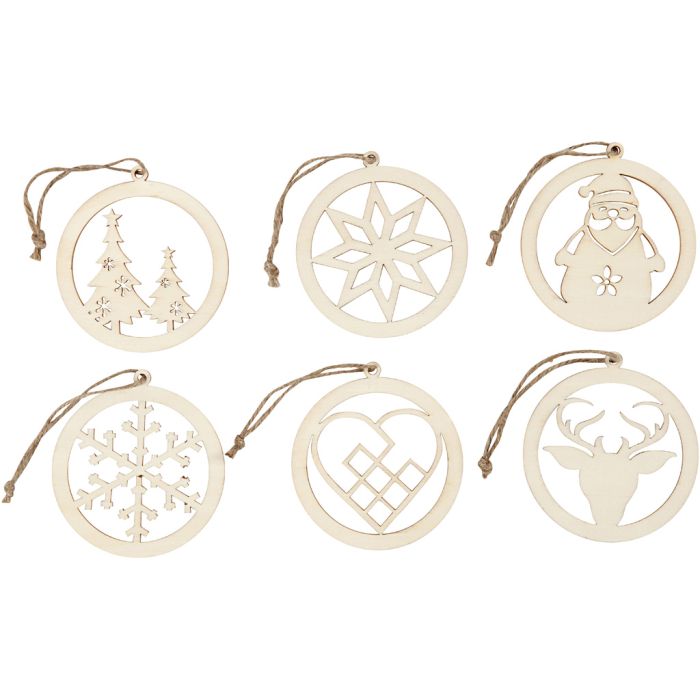 Christmas ornaments, dia. 8 cm, thickness 0,3 cm, 6 pc/ 1 pack
