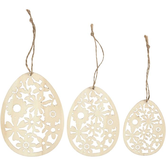 Ornaments, H: 8+10+12 cm, W: 6+7,5+9 cm, thickness 3 mm, 3 pc/ 1 pack