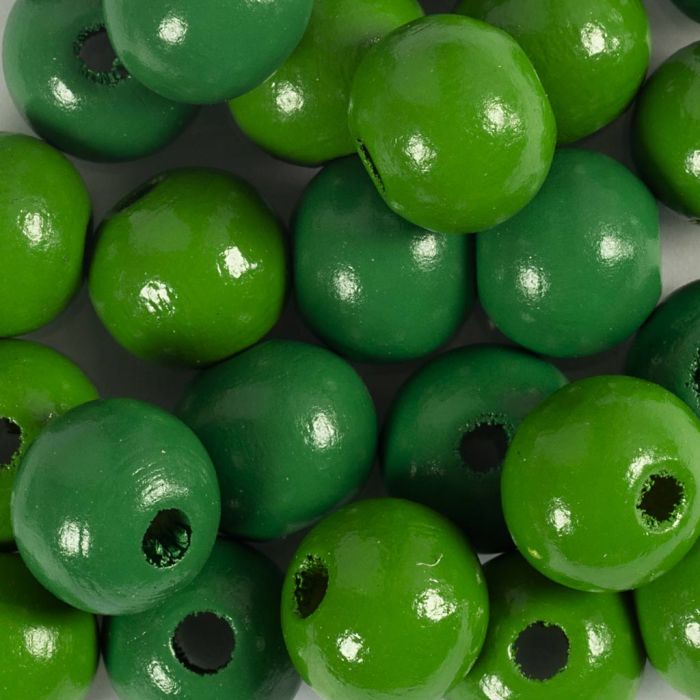 Wooden Beads, dia. 12 mm, hole size 3 mm, green, 50 pc, 44 g/ 1 pack