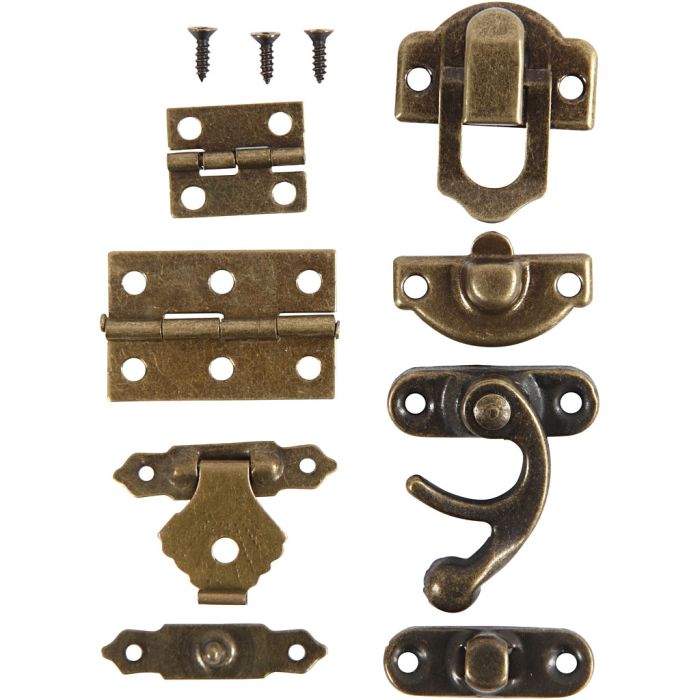 Mini Hanging Brackets, size 16x19-19x29,5 mm, antique gold, 15 set/ 1 pack