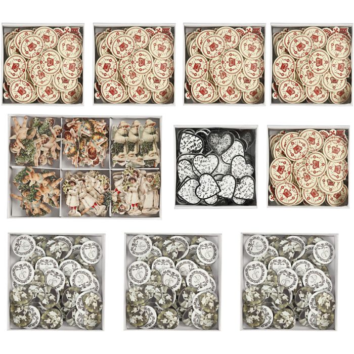 Wooden Stickers, size 20-50 mm, Content may vary , 10 pack/ 1 pack