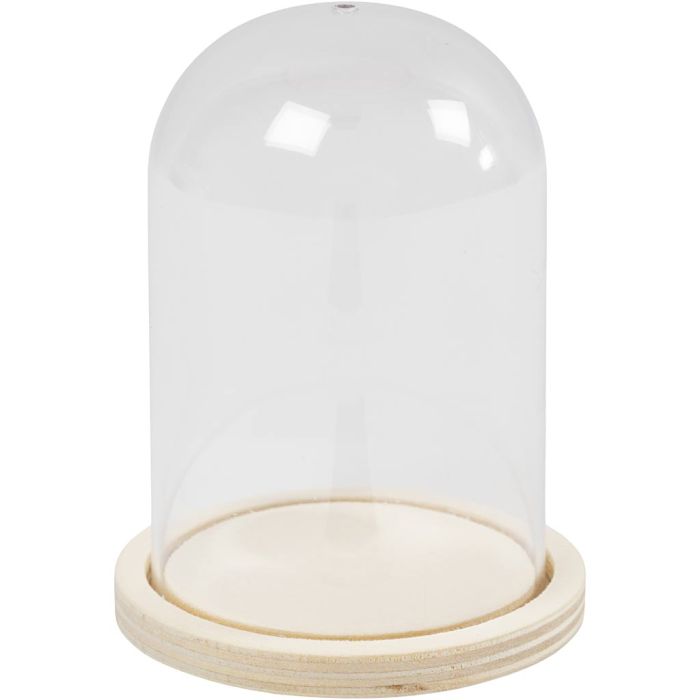 Bell on wooden base, H: 9,5 cm, dia. 6 cm, hole size 3 mm, 1 pc