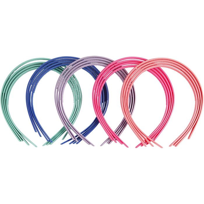Hair Bands, W: 8 mm, assorted colours, 20 pc/ 1 pack
