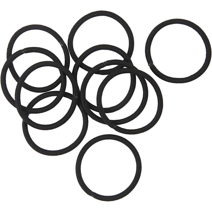 Hair elastics, dia. 45 mm, thickness 4 mm, black, 10 pc/ 1 pack