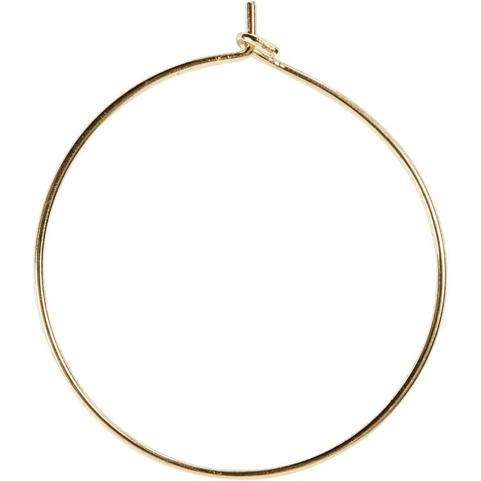 Beading Hoops, dia. 30 mm, gold coloured, 6 pc/ 1 pack