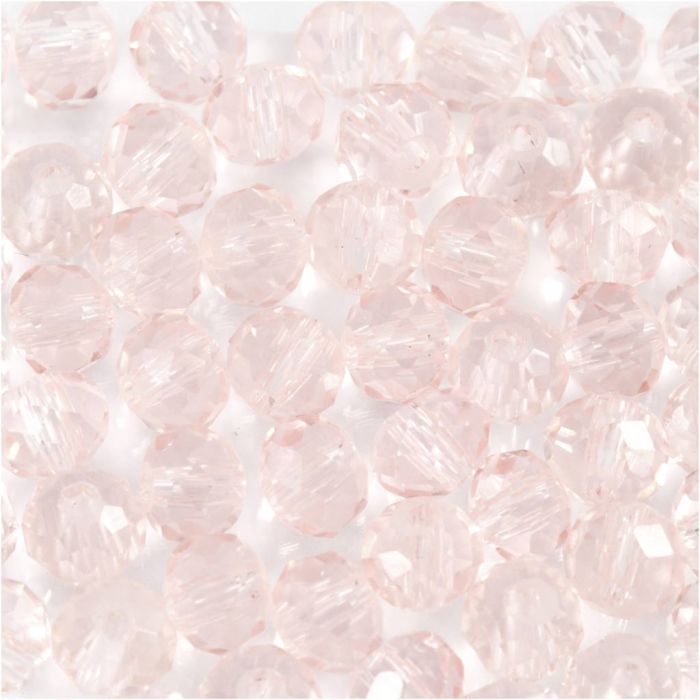 Glass Beads, dia. 4 mm, hole size 1 mm, light rose, 45 pc/ 1 pack