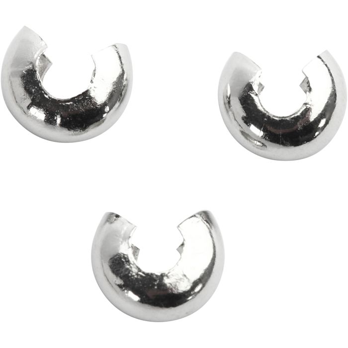 Crimp Bead Cover, dia. 5 mm, silver-plated, 50 pc/ 1 pack