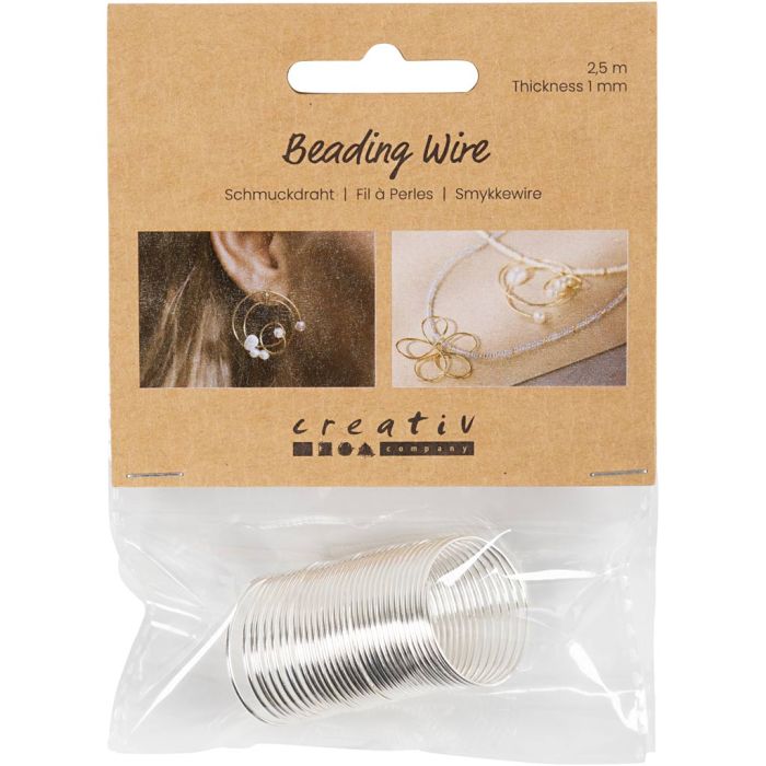 Jewellery Wire, thickness 1 mm, silver-plated, 2.50 m/ 1 pack