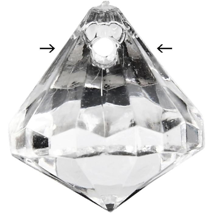 Acylic Beads, size 17x16 mm, hole size 1,2 mm, gloss transparent, 43 pc/ 1 pack