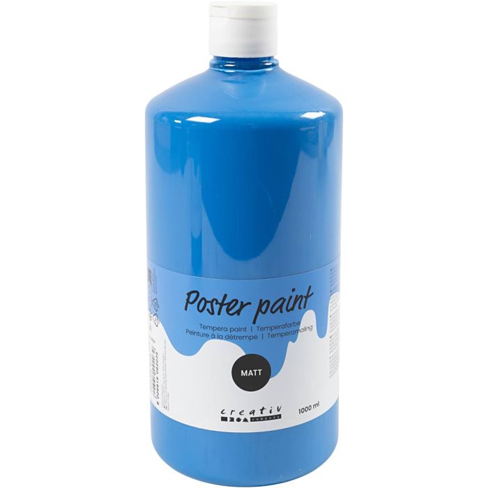 Poster Paint Matte, primary blue, 1000 ml/ 1 bottle