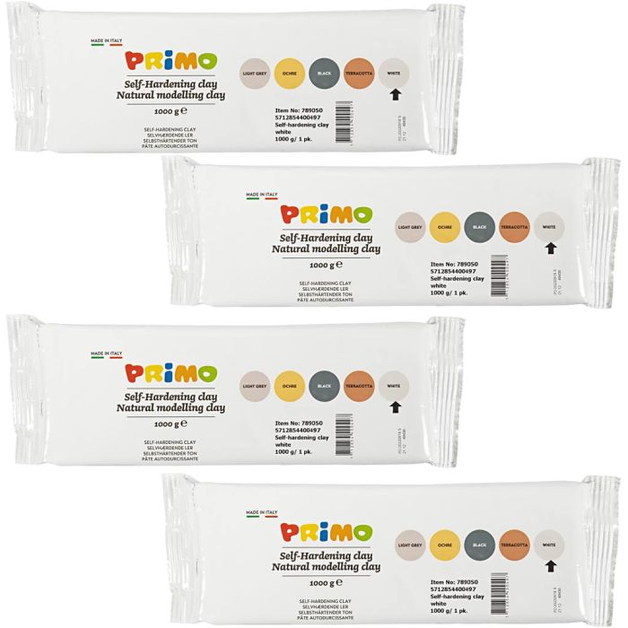 Self-Hardening Clay, white, 4x1000 g/ 1 pack