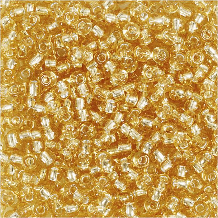 Rocaille seed beads, dia. 3 mm, size 8/0, hole size 0,6-1,0 mm, gold, 25 g/ 1 pack