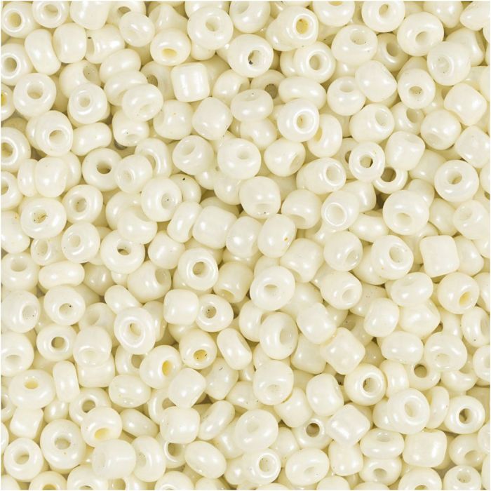 Rocaille seed beads, dia. 3 mm, size 8/0, hole size 0,6-1,0 mm, mother-of-pearl, 25 g/ 1 pack