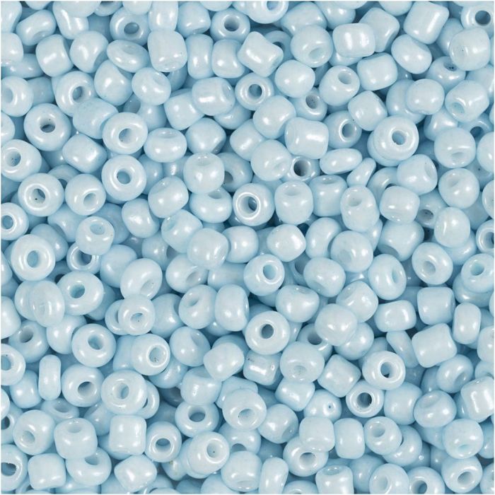 Rocaille seed beads, dia. 3 mm, size 8/0, hole size 0,6-1,0 mm, light blue, 25 g/ 1 pack