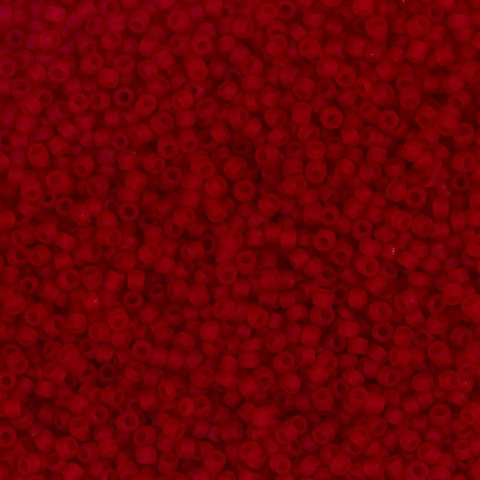 Rocaille seed beads, no. 15/0, dia. 1.7 mm, hole size 0,5-0,8 mm, matt frozen, red, 25 g/ 1 pack