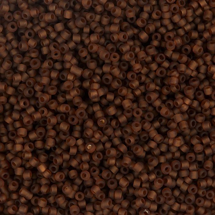 Rocaille seed beads, no. 15/0, dia. 1.7 mm, hole size 0,5-0,8 mm, matt frozen, brown, 25 g/ 1 pack