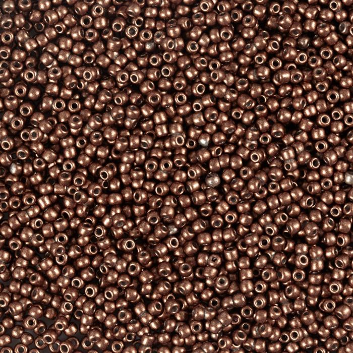 Rocaille seed beads, no. 15/0, dia. 1.7 mm, hole size 0,5-0,8 mm, matt frozen, copper, 25 g/ 1 pack