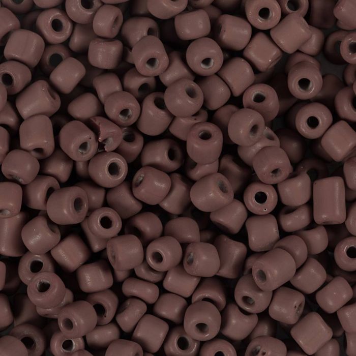 Rocaille seed beads, no. 6/0, dia. 4 mm, hole size 0,9-1,2 mm, matt frozen, mocca, 25 g/ 1 pack