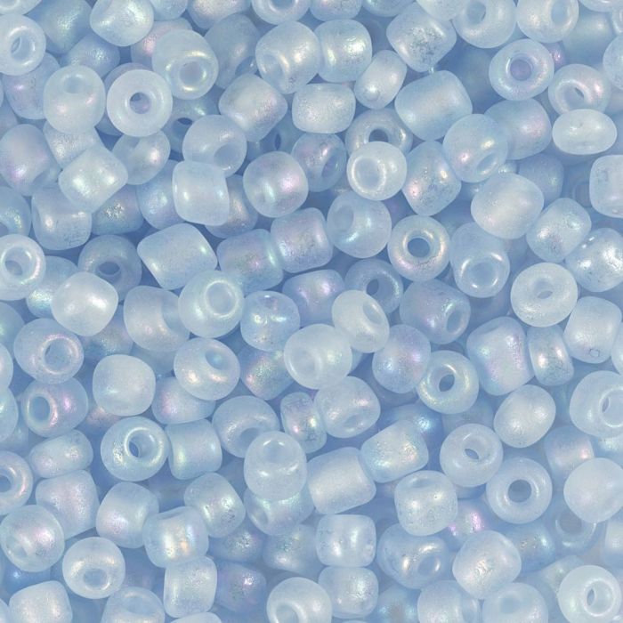 Rocaille seed beads, no. 6/0, dia. 4 mm, hole size 0,9-1,2 mm, light blue center, 25 g/ 1 pack