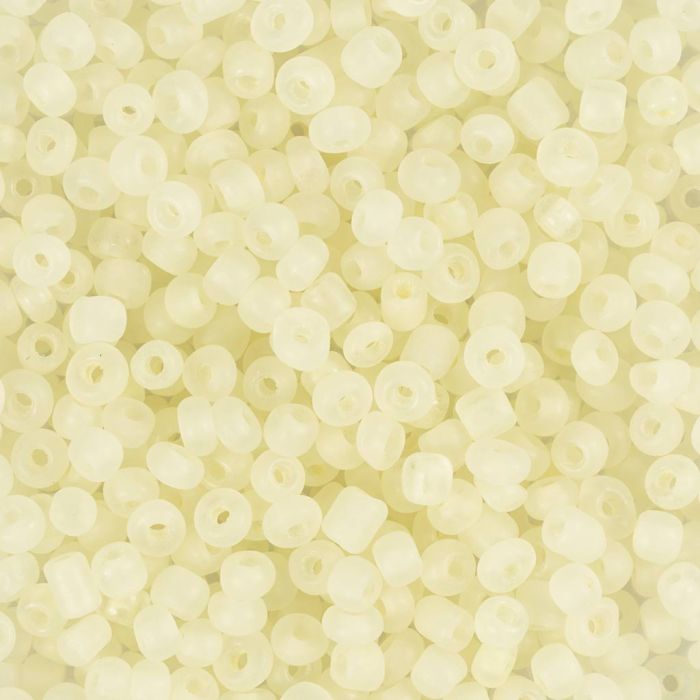 Rocaille seed beads, no. 8/0, dia. 3 mm, hole size 0,6-1,0 mm, matt frozen, white, 25 g/ 1 pack