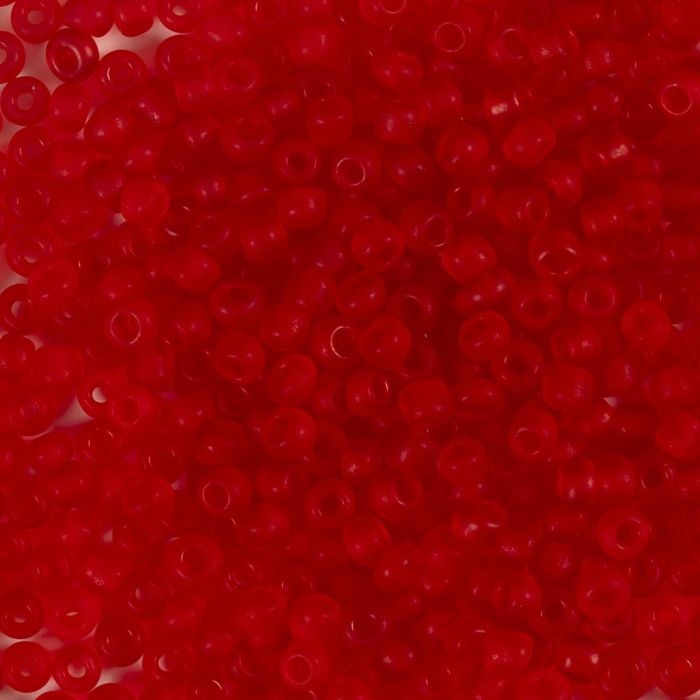 Rocaille seed beads, no. 8/0, dia. 3 mm, hole size 0,6-1,0 mm, matt frozen, red, 25 g/ 1 pack