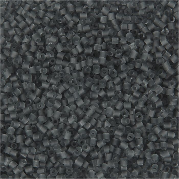 Seed Beads 2-cut, dia. 1,7 mm, size 15/0, hole size 0,5 mm, transparent grey, 25 g/ 1 pack