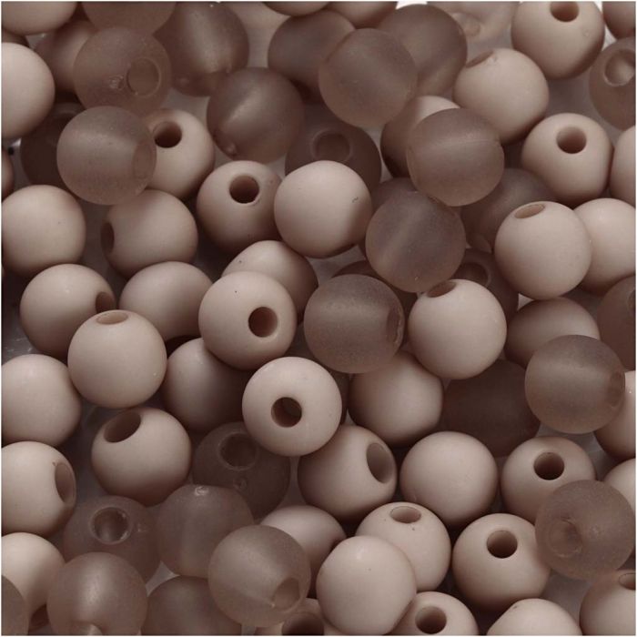Plastic Beads, dia. 6 mm, hole size 2 mm, ca. 150 pc, light grey, 40 g/ 1 pack