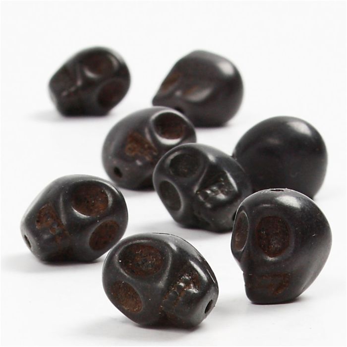 Howlite Beads, dia. 12 mm, hole size 1,5 mm, black, 32 pc/ 1 pack
