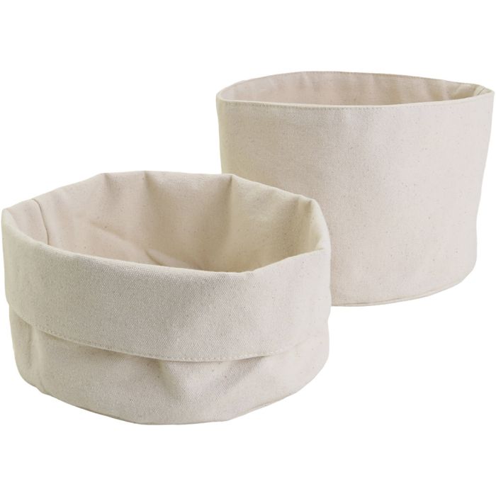 Fabric Baskets, H: 14,5 cm, dia. 20 cm, 385 g, light natural, 10 pc/ 1 pack