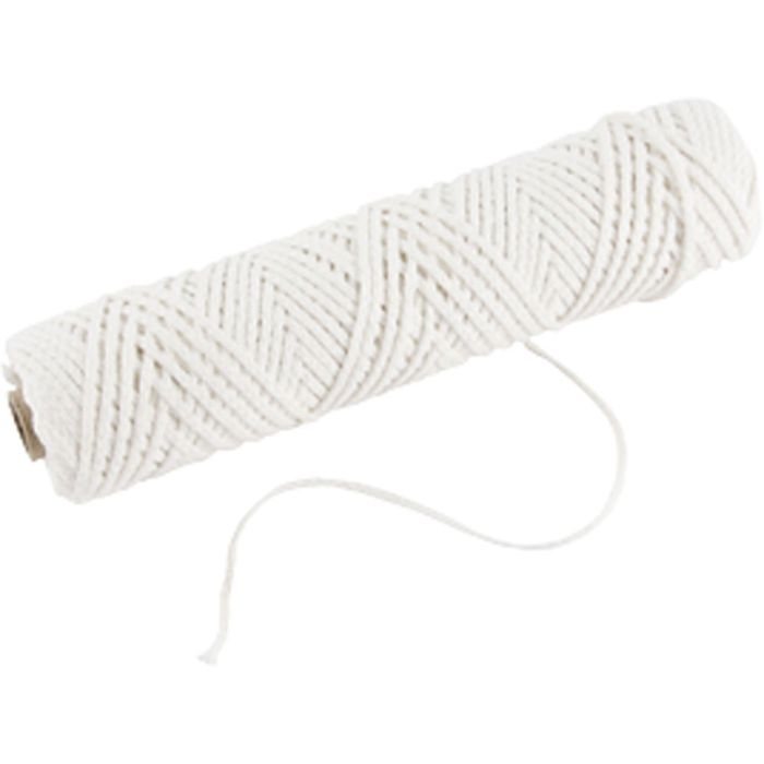 Wick, Suitable for dipped candles (dia. 30 mm) and moulded candles (dia. 80–100 mm) , W: 2 mm, 100 g, 50 m/ 1 roll