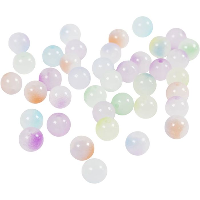 Princess Beads, dia. 8 mm, hole size 1,5 mm, ca. 900 pc, assorted colours, 600 g/ 1 pack