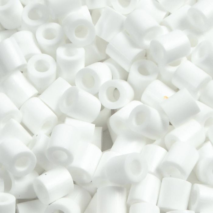 Fuse Beads, size 5x5 mm, hole size 2,5 mm, medium, white (32221), 1100 pc/ 1 pack