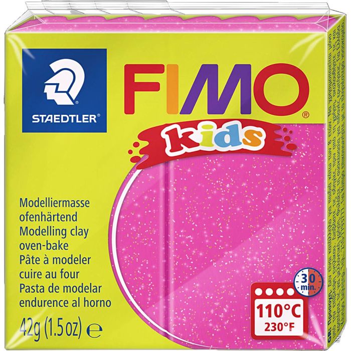 FIMO® Kids Clay, glitter, pink, 42 g/ 1 pack