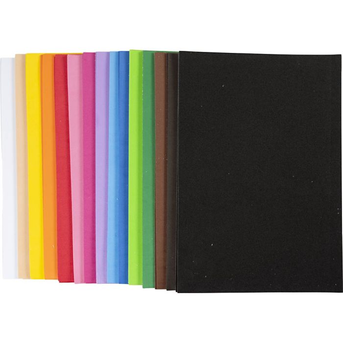 Foam Sheets, self-adhesive, A4, sheet 210x297 mm, thickness 2 mm, 30 ass sheets/ 1 pack