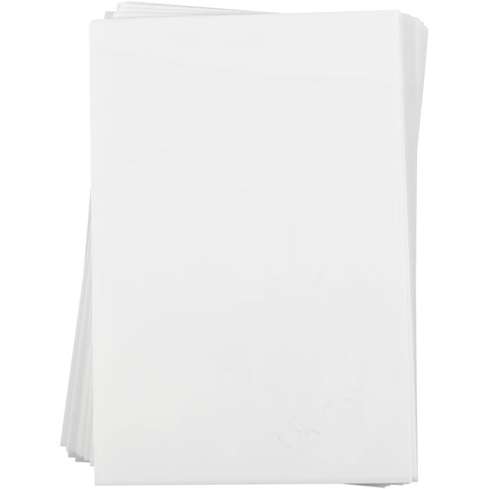 Shrink Plastic Sheets, sheet 20x30 cm, thickness 0,3 mm, matt white, 100 sheet/ 1 pack