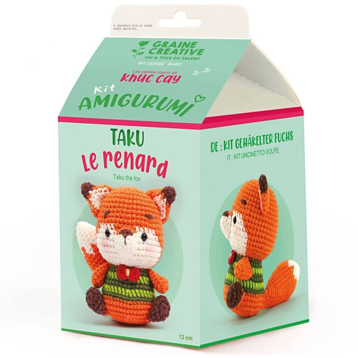 Amigurumi Crochet Kit, Fox, size 13 cm, 1 pack