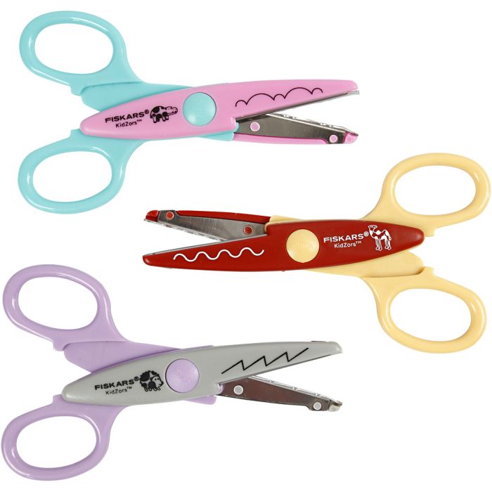 Fiskars Kidzors Paper Edgers, hippo, camel & hedgehog, 3 pc/ 1 pack