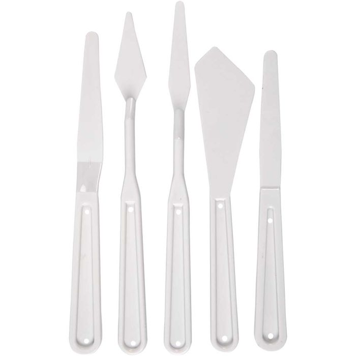 Palette Knives, L: 17-20 cm, W: 13-33 mm, white, 5 pc/ 1 pack