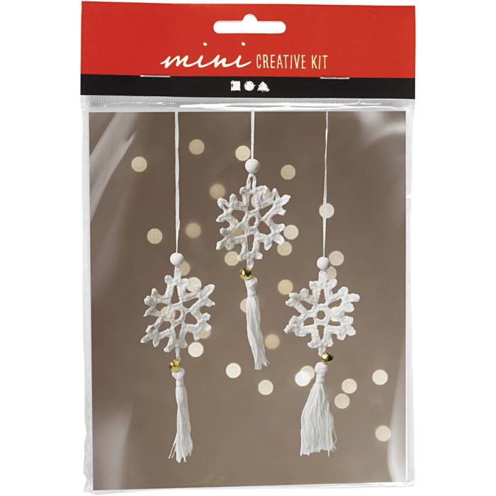 Mini Craft Kit Crochet , snowflake, white, 1 pack