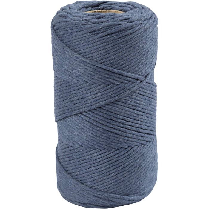 Macramé Cord, L: 198 m, dia. 2 mm, blue, 330 g/ 1 roll
