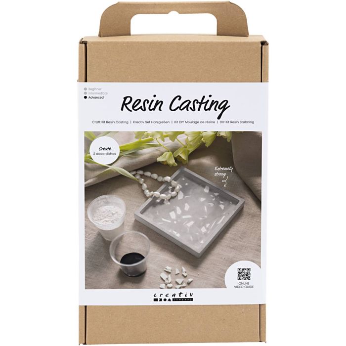 Craft Kit Resin Casting, Square Tray with Terrazzo, black, white, 1 pack