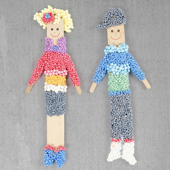 Figures made from ice lolly sticks and Foam Clay with a magnet