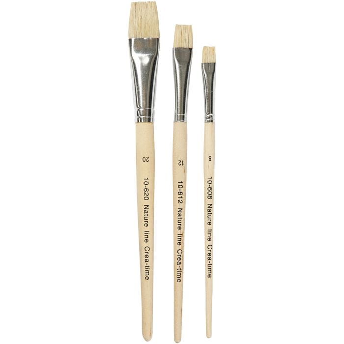 Nature Line Brushes, 8+12+20, L: 18,5-20,5 cm, W: 10-20 mm, flat, 3pc/ 1 pack