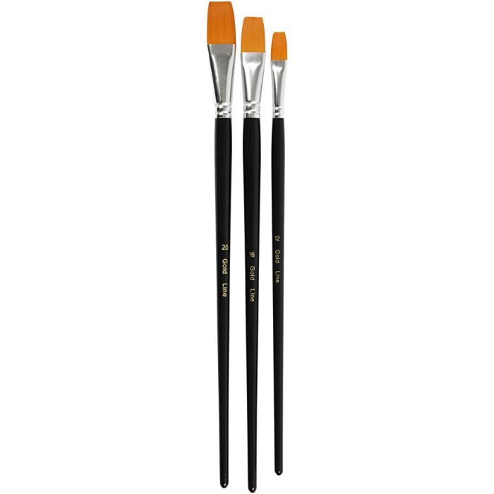 Nylon Brushes, no. 12+16+20, L: 30-33 cm, W: 12-20 mm, flat, 3 pc/ 1 pack